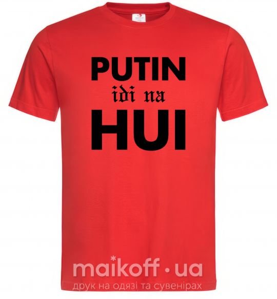 Мужская футболка Putin idi na hui Красный фото
