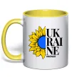 Чашка з кольоровою ручкою UKRAINE no war Лимонний фото