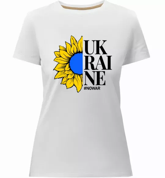 Женская премиум футболка UKRAINE no war Белый фото