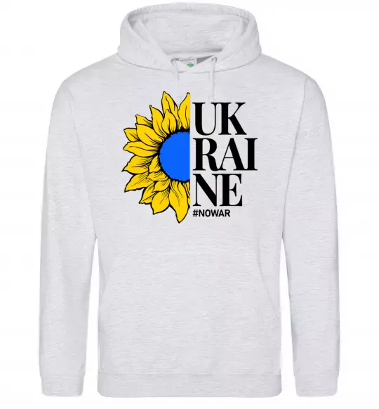Женская толстовка (худи) UKRAINE no war Серый меланж фото