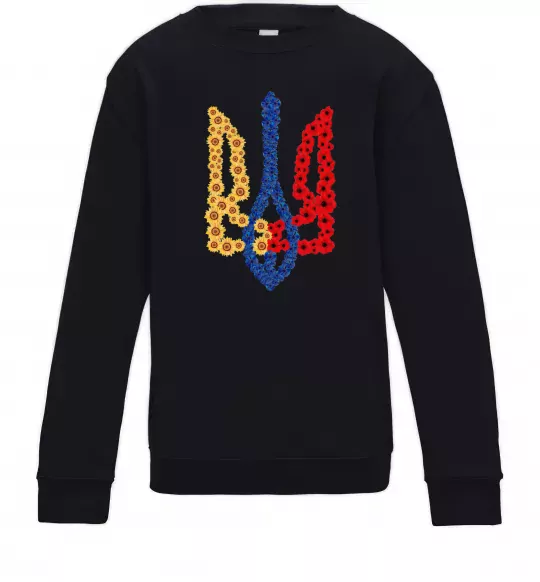 Детский Свитшот Герб у квітах Черный фото