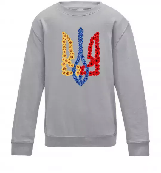 Детский Свитшот Герб у квітах Серый меланж фото