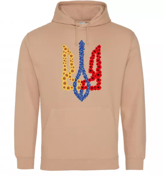 Чоловіча толстовка (худі) Герб у квітах Пісочний фото