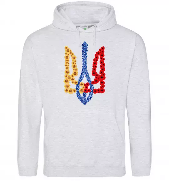 Женская толстовка (худи) Герб у квітах Серый меланж фото