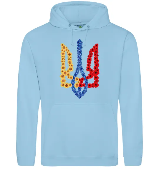 Жіноча толстовка (худі) Герб у квітах Блакитний фото