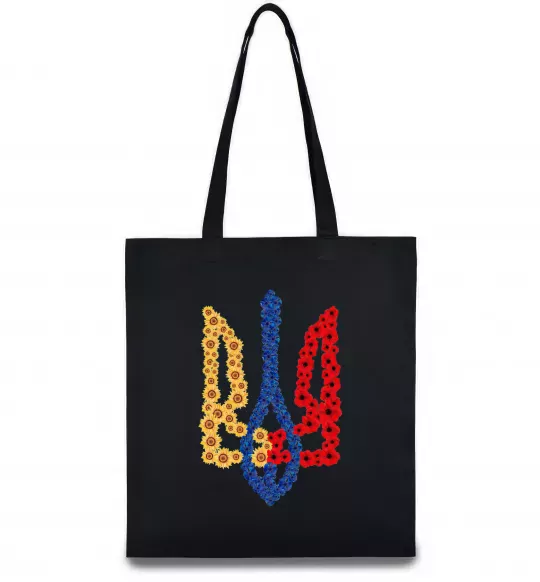 Еко-сумка Герб у квітах Чорний фото