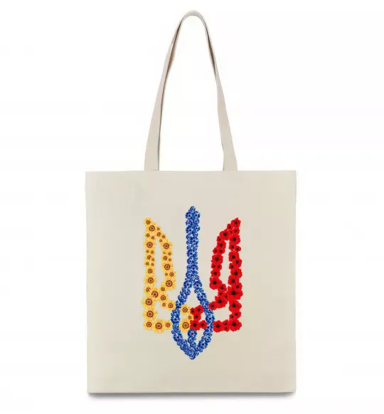 Еко-сумка Герб у квітах Бежевий фото