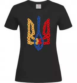 Женская футболка Герб у квітах Черный фото