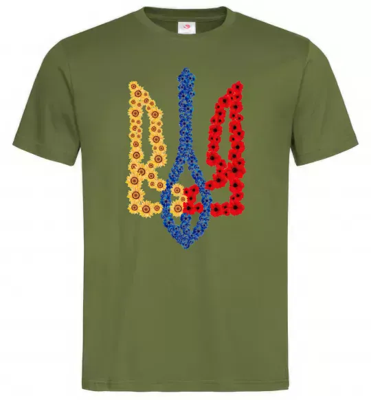 Чоловіча футболка Герб у квітах Оливковий фото