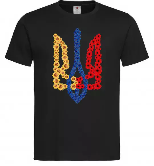 Чоловіча футболка Герб у квітах Чорний фото