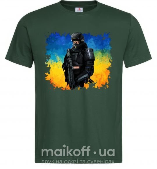 Чоловіча футболка Боєць України Темно-зелений фото
