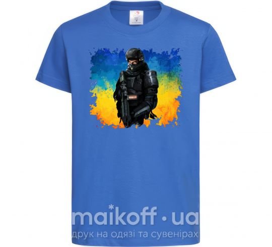 Дитяча футболка Боєць України Яскраво-синій фото