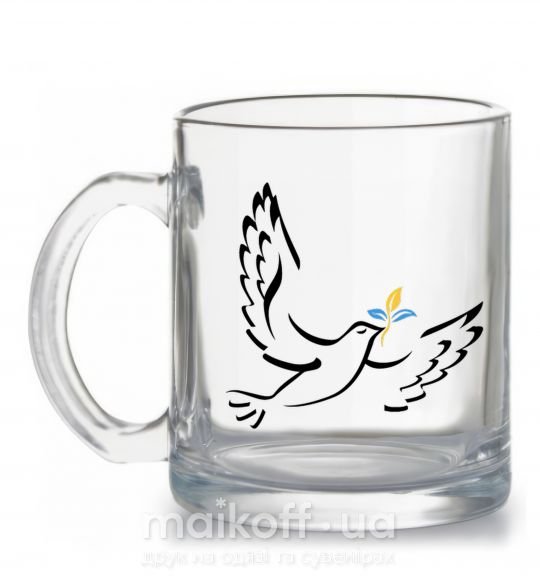 Чашка скляна Голуб миру України Прозорий фото