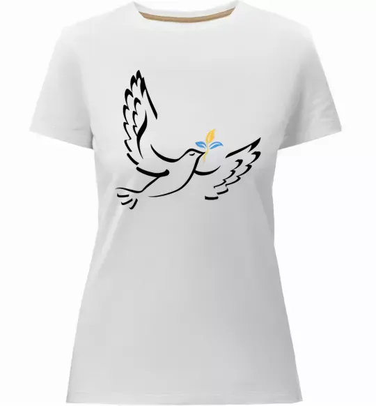 Женская премиум футболка Голуб миру України Белый фото