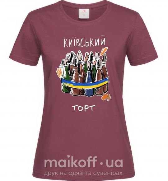 Жіноча футболка Київський торт Бордовий фото