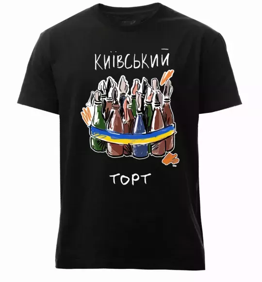 Мужская премиум футболка Київський торт Черный фото