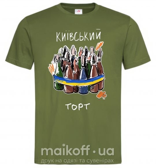 Мужская футболка Київський торт Оливковый фото