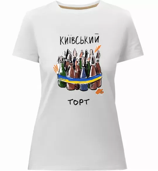 Жіноча преміум футболка Київський торт Білий фото