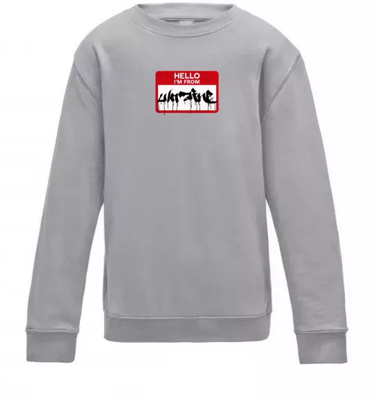 Детский Свитшот Hello i am from UKRAINE Серый меланж фото