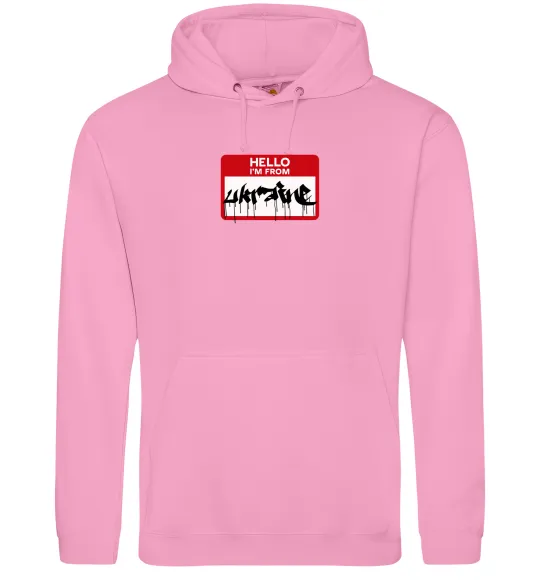 Чоловіча толстовка (худі) Hello i am from UKRAINE Рожевий фото