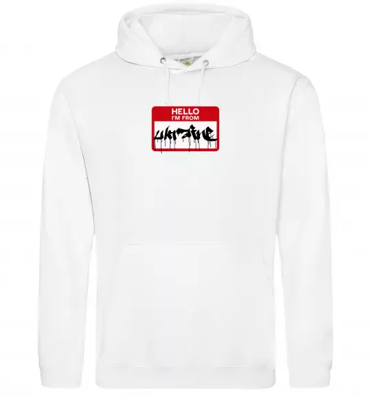 Мужская толстовка (худи) Hello i am from UKRAINE Белый фото