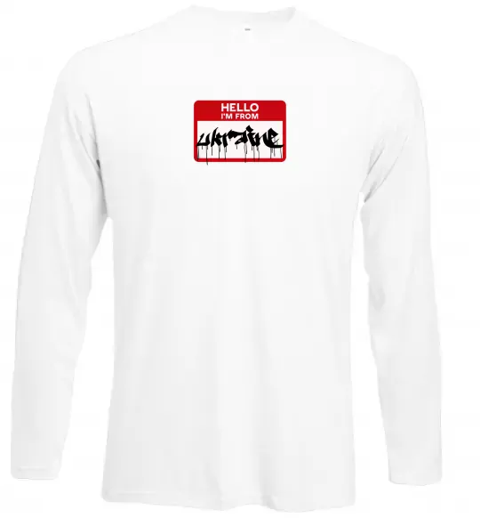 Лонгслив Hello i am from UKRAINE Белый фото