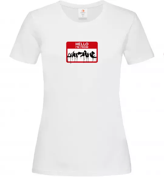 Жіноча футболка Hello i am from UKRAINE Білий фото