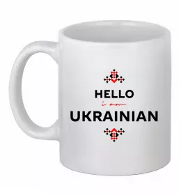 Чашка керамічна Україна квадрати Білий фото