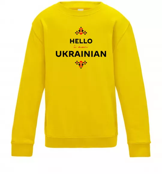 Детский Свитшот Hello i am ukrainian Солнечно желтый фото