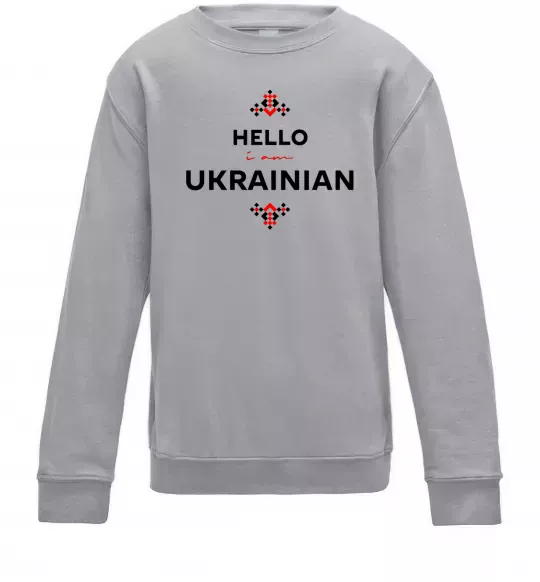 Детский Свитшот Hello i am ukrainian Серый меланж фото