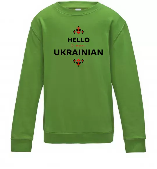 Детский Свитшот Hello i am ukrainian Лаймовый фото