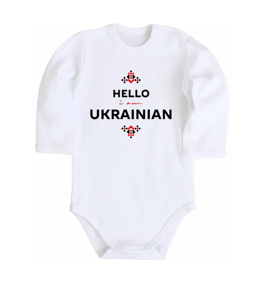 Детский боди Hello i am ukrainian Белый фото