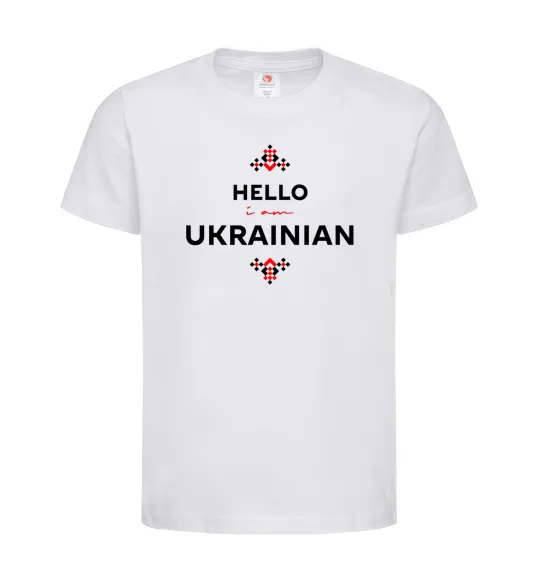 Дитяча футболка Hello i am ukrainian Білий фото