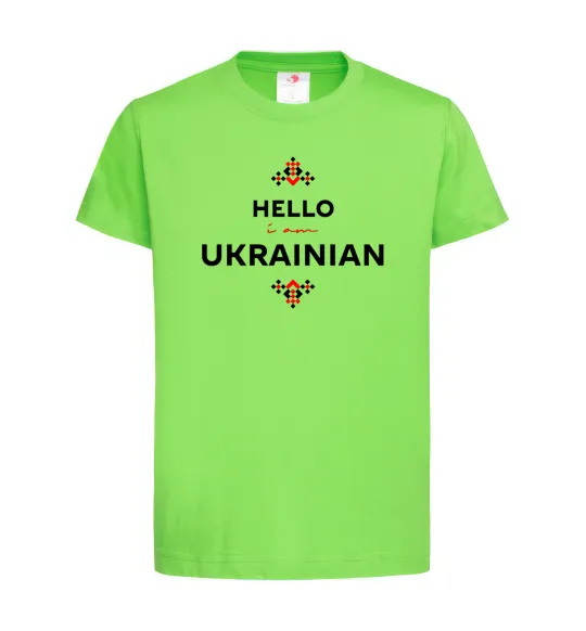 Дитяча футболка Hello i am ukrainian Лаймовий фото
