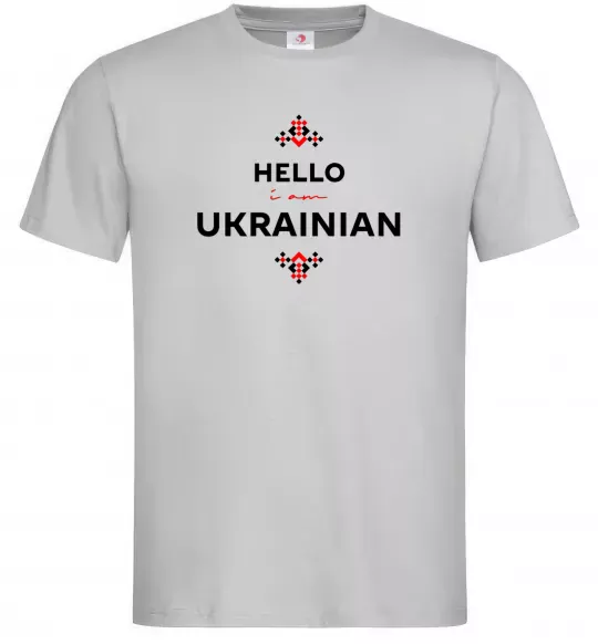 Чоловіча футболка Hello i am ukrainian Сірий фото