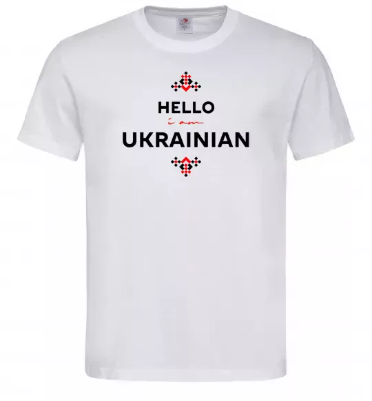 Чоловіча футболка Hello i am ukrainian Білий фото