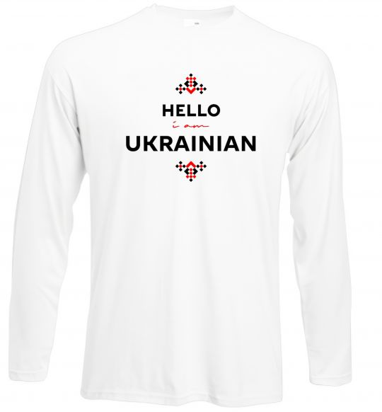 Лонгслів Hello i am ukrainian Білий фото