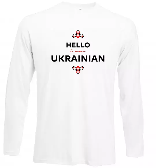 Лонгслив Hello i am ukrainian Белый фото