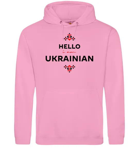 Чоловіча толстовка (худі) Hello i am ukrainian Рожевий фото