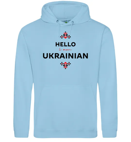 Чоловіча толстовка (худі) Hello i am ukrainian Блакитний фото