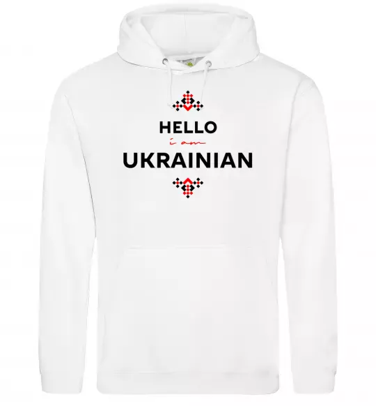 Жіноча толстовка (худі) Hello i am ukrainian Білий фото