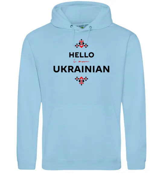 Жіноча толстовка (худі) Hello i am ukrainian Блакитний фото