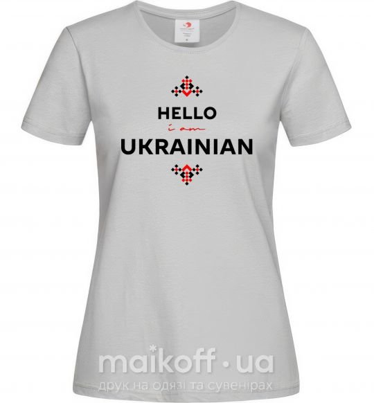 Женская футболка Hello i am ukrainian Серый фото