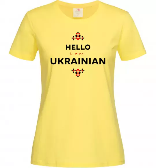 Жіноча футболка Hello i am ukrainian Лимонний фото