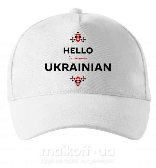 Кепка Hello i am ukrainian Білий фото