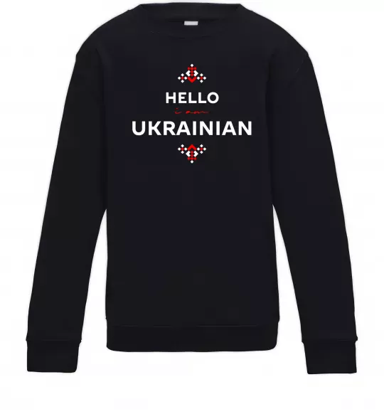 Детский Свитшот Hello i am ukrainian Черный фото