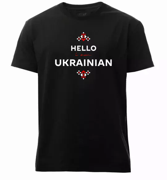 Мужская премиум футболка Hello i am ukrainian Черный фото