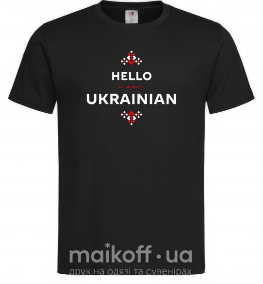 Мужская футболка Hello i am ukrainian Черный фото