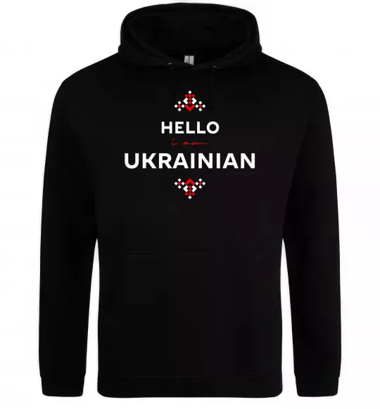 Жіноча толстовка (худі) Hello i am ukrainian Чорний фото