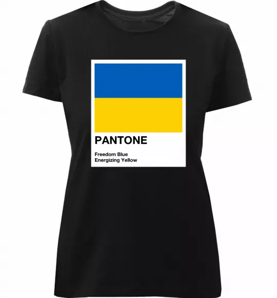 Женская премиум футболка Pantone Український прапор Черный фото